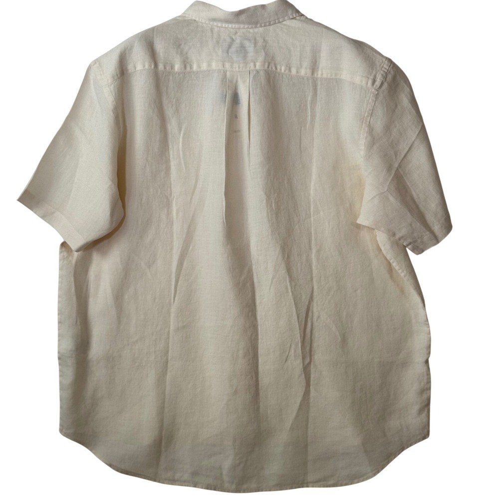 Eddie Bauer Men's XL 100% Linen Short Sleeve Button Down Shirt Cream Off White - Picture 2 of 6